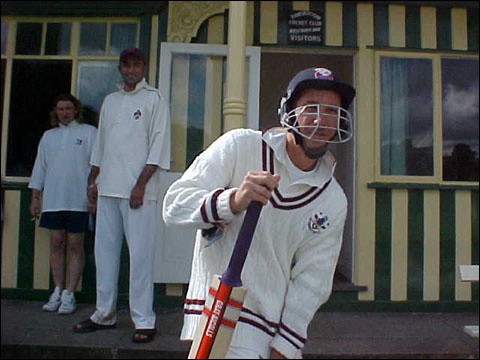 the skipper on his way out to bat